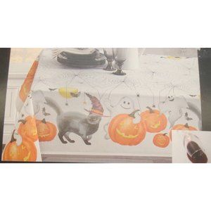 Grammercy Studio 60 x 84" Oblong Tablecloth Halloween Ghosts Pumpkins Black Cat